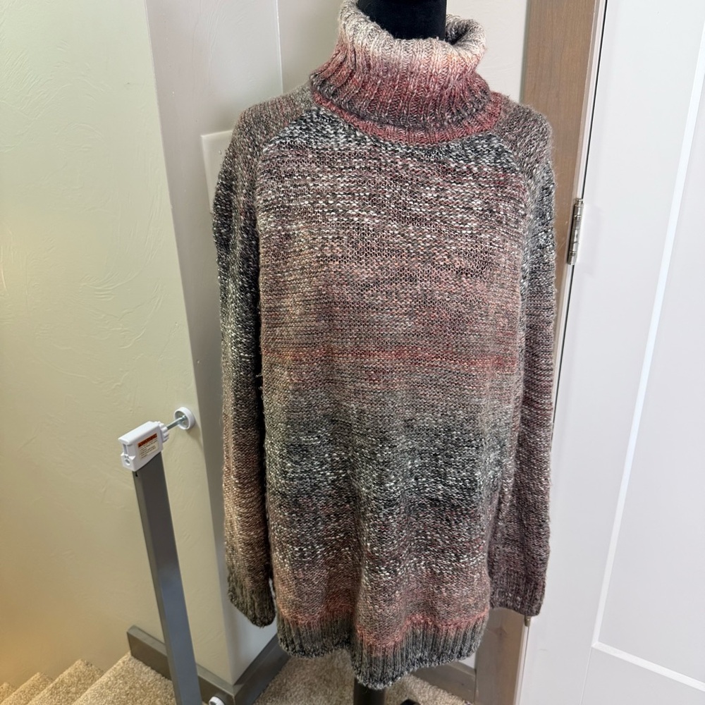 PrAna‎ Wool Blend Oversized Long Length Knit Chunky TurtleNeck Sweater Neutral